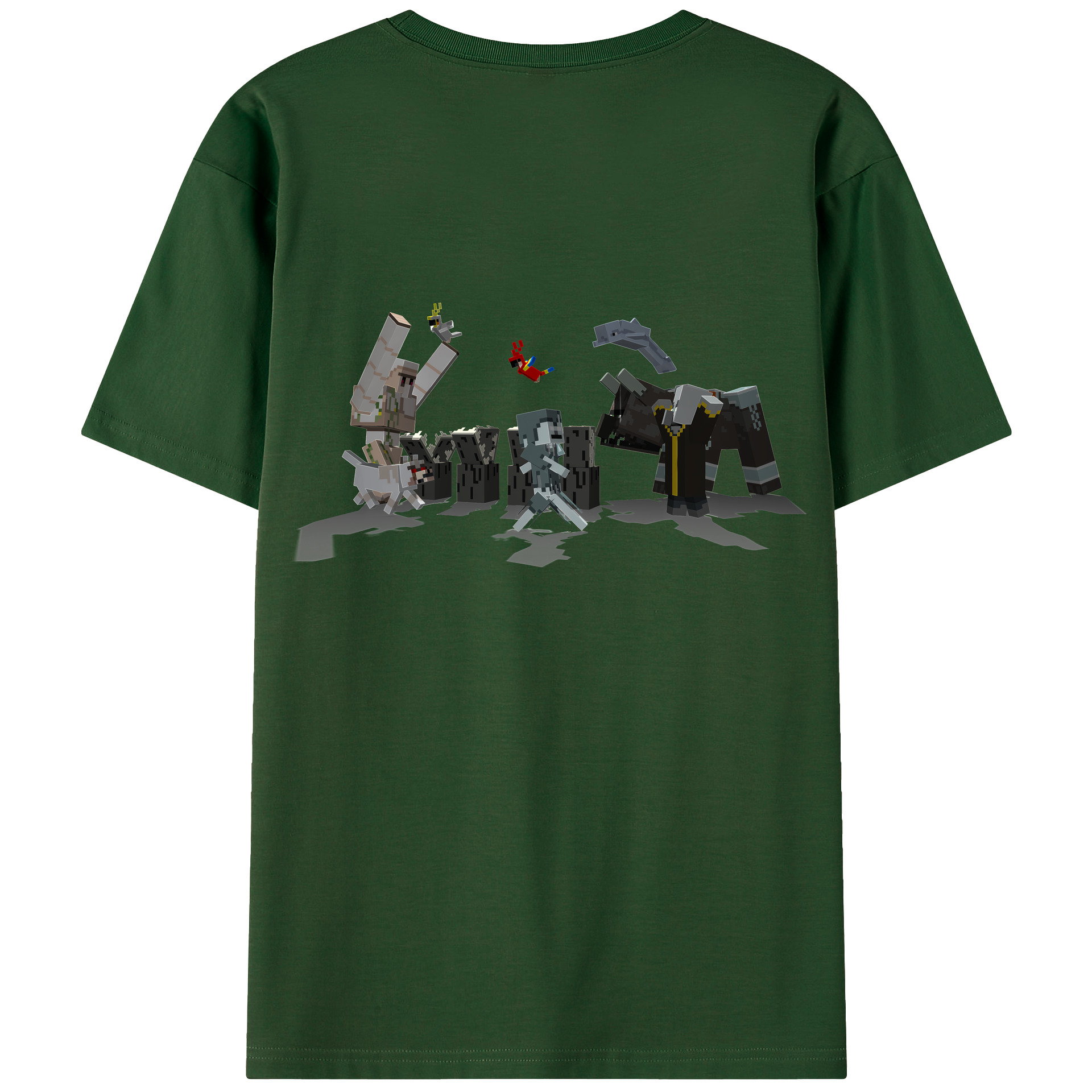 （画像用） マインクラフト ブロックの世界 Minecraft MC Block world 綿100％半袖Tシャツ（背面プリント）